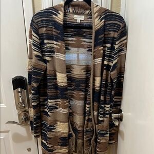 Lucky Brand Brown and Blue Cardigan Sweater